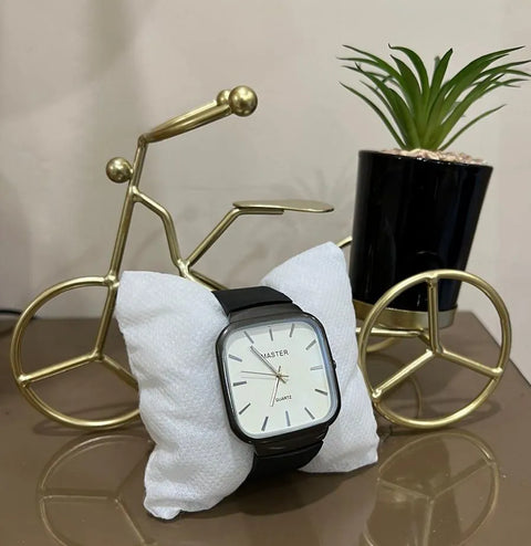 Master Mens Watch, Classic Rubber Strap, Slim Square Dial Watch